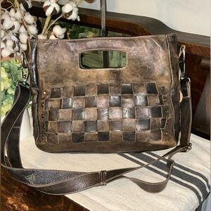 Bed Stu Orchid Satchel Handbag Crossbody Bag Brown Black Rustic MSRP $280